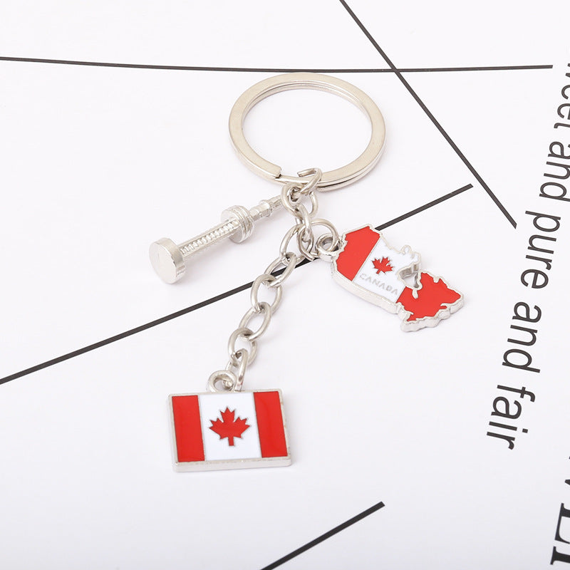 Wholesale Canada Flag Zinc Alloy Keychain